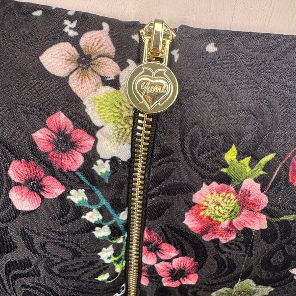 YUMI Black Fit Flare US 10 | Floral Sleeveless Pleated Dress #188 - Picture 11 of 14